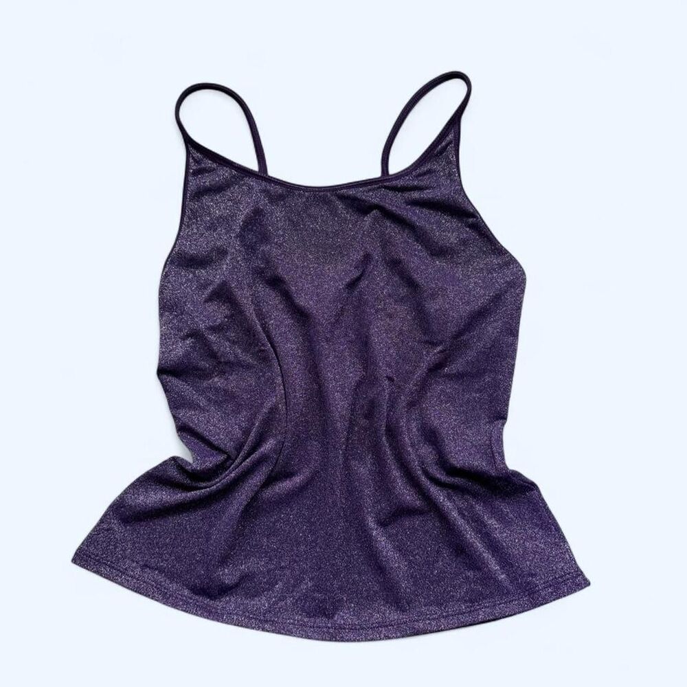 Vintage Warner's Shimmershine Women's Purple Glitter Camisole Tank Top